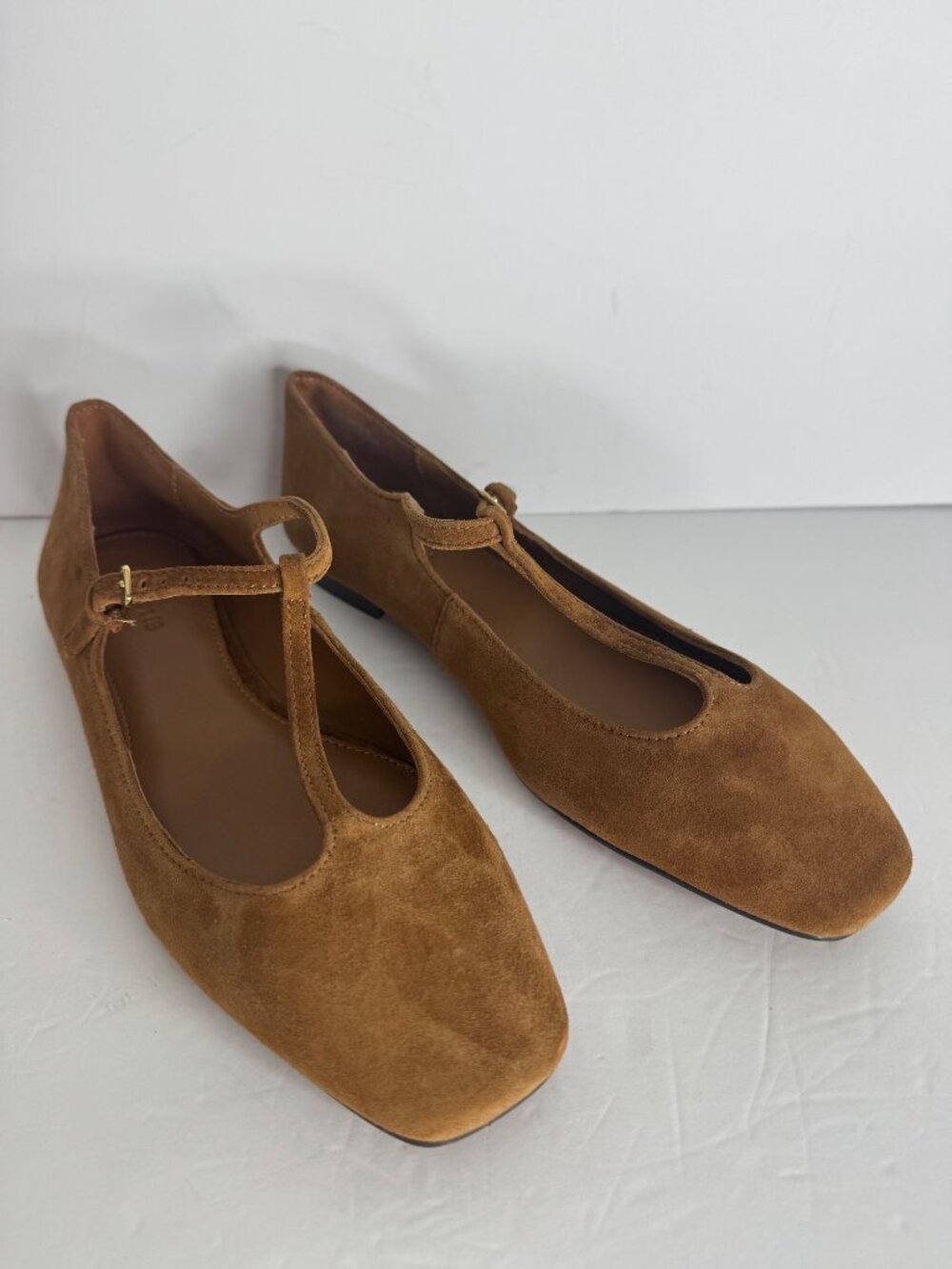 Madewell The Mylie T-Strap Flat Shoes Tan Suede Size 8 New - Picture 2 of 7